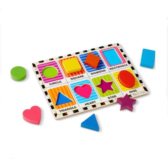 New Factory Sealed Melissa & Doug Wood Chunky Puzzle Shapes 8 Pieces - Picture 9 of 14